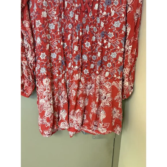 Free People Red Floral Mini Dress - Picture 4 of 10